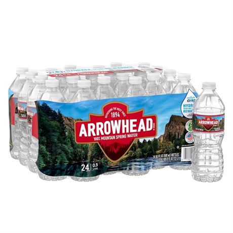 Arrowhead Brand 100% Mountain Spring Water, 16.9 Fl Oz (pack of 24) NATURAL