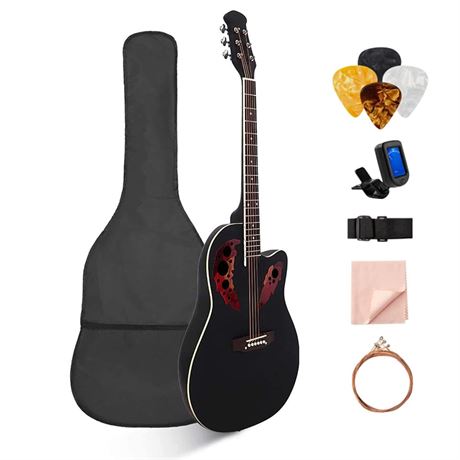 Acoustic Guitar, MIRIO 41Full Size Professional Acoustic Cutaway Guitar Kit Set