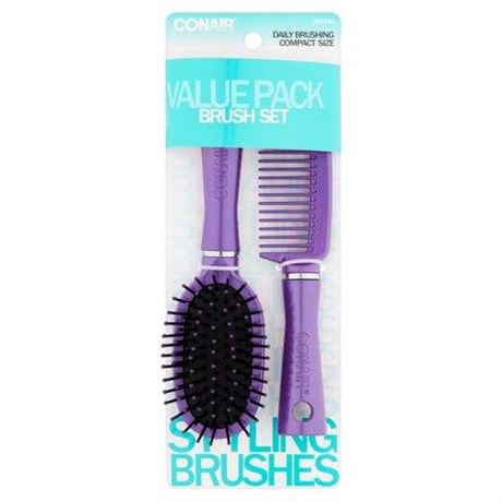 (3pk) Conair roller set, conair handheld square mirror and conair detangle and