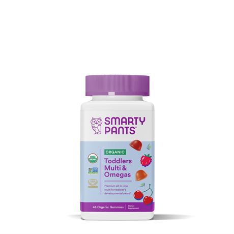 SmartyPants Organic Toddler Multi & Vegetarian Omega 3 Gummy Vitamins with D3,