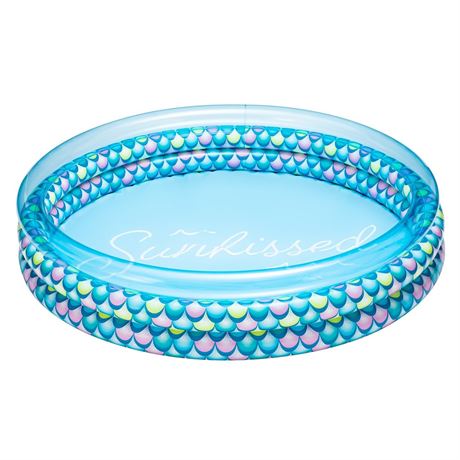 Bluescape Colorful Mermaid Print 3-Ring Inflatable Swimming Pool for Kids,