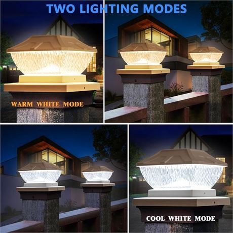 4 tekstap Solar Post Cap Lights, Ultra-Bright 10 LEDs, Dual Color Modes, 25