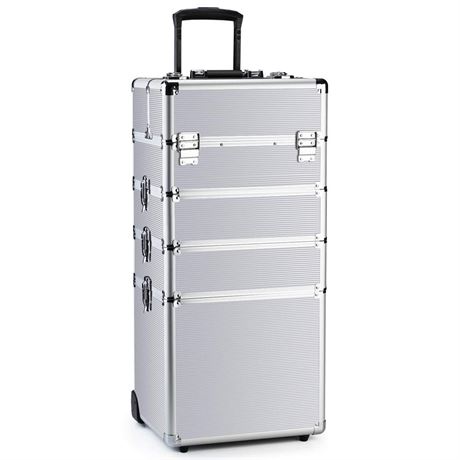 OFFSITE Makeup Rolling Train Case 4-in-1 Professional Artist Trolley Cosmetic