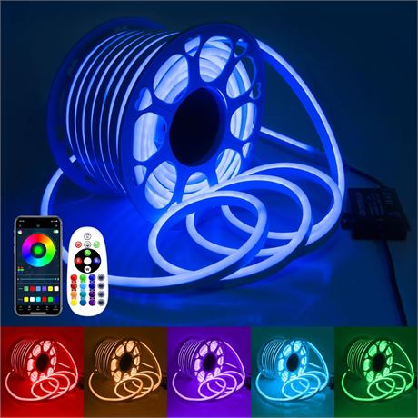 Aclorol RGB LED Neon Rope Light 148FT Waterproof LED Neon Light Strip Multi