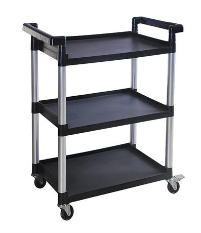 MaxWorks 80774 3-Shelf Utility Plastic Cart with Wheels  225 Lb (Maximum