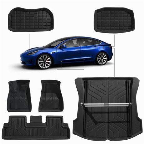 Tesla Foot Mats, Trunk Mats and Luggage Mounts. Tesla Floor Mat Set for Model