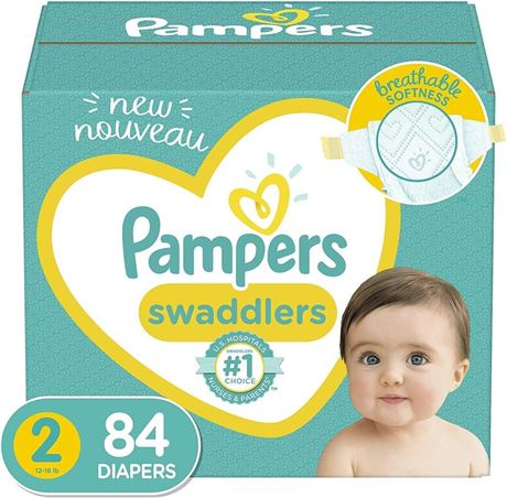 Pampers Swaddlers Diapers, Size 2, 84 Count Size 2 84