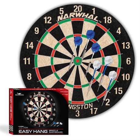 EastPoint Sports Narwhal Kingston Official Size Bristle Dartboard Set with 6
