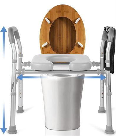 Raised Toilet Seat with Handles, Soft Padded Toilet Seat Risers for Seniors,