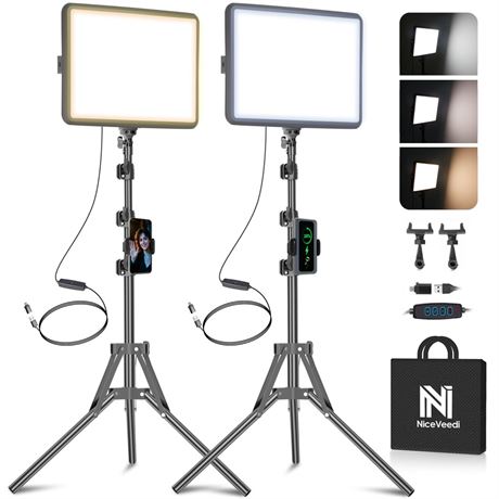 2-Pack LED Video Light Kit, NiceVeedi Studio Light, 2800-6500K Dimmable