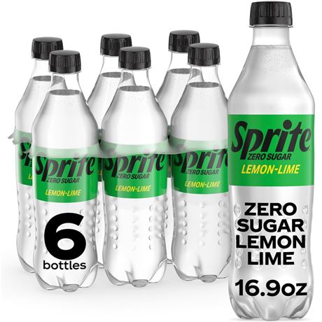Sprite Zero Sugar Lemon-Lime Caffeine Free Soda Pop Bottles, 16.9 fl oz, 6 Pack
