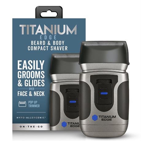 Titanium Edge Beard & Body Compact Shaver – Men’s Electric Groomer for Face,