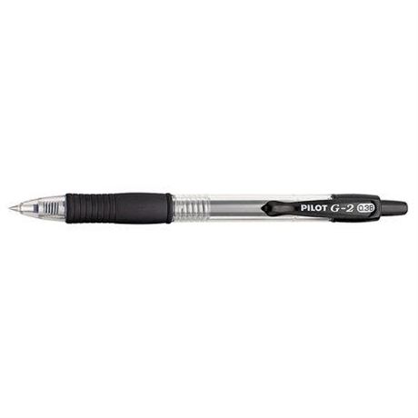 Pilot G2 Retractable Gel Pens, Ultra Fine Point, 0.38 Mm, Clear Barrels, Black