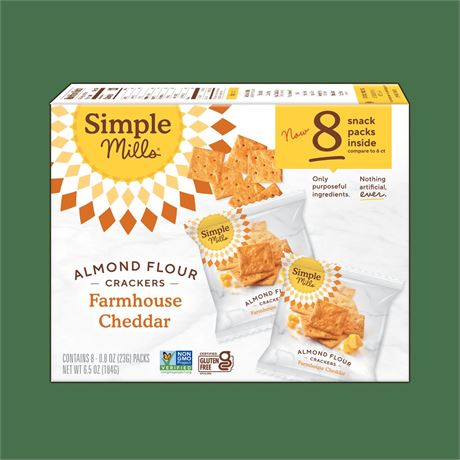 Simple Mills Almond Flour Crackers, Farmhouse Cheddar Crackers Snack Packs, 0.8