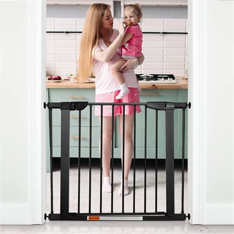 29.5" to 37.8" Extra Wide Walk Through Pet Gate, Auto Close Safety Baby Gate,