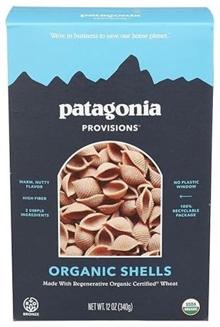 Patagonia Provisions, Organic Shells Pasta, 12 Oz (Case of 6)