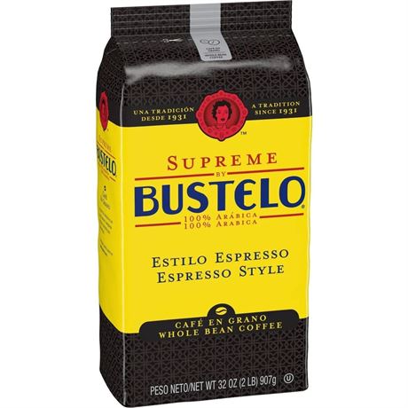 Supreme Bustelo Espresso Style Whole Bean Coffee, Dark Roast, 32 oz., Each
