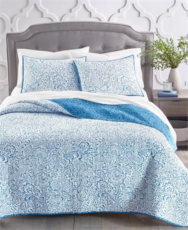 OFFSITE Charter Club Painted Floral Cotton Quilt, King, Created for Macy's -