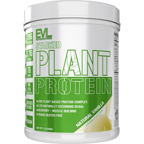Evlution Nutrition Stacked Plant Protein Powder, Vegan, Non-GMO, Gluten-Free,