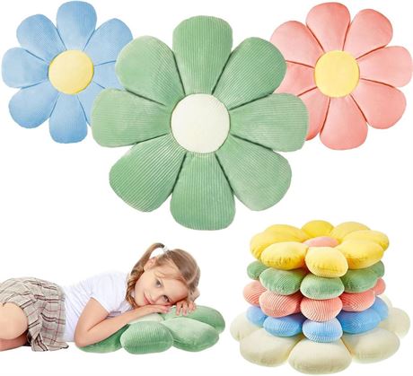 Yulejo 3 Pcs Daisy Flower Shaped Throw Pillow Cute Floor Cushion Seating Flower