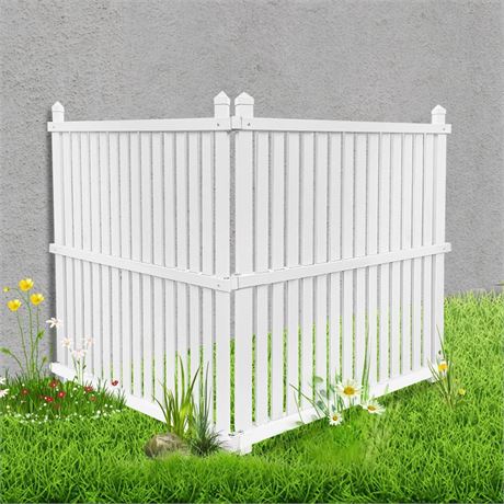 Outdoor Privacy Screen, No Dig White Vinyl Privacy Fence Screen Kit for Pool