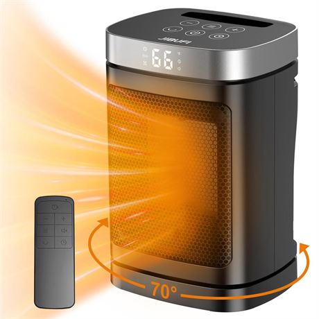 Small Portable Space Heater for Indoor Use - with 70°Rotating Feature, JIBUFI