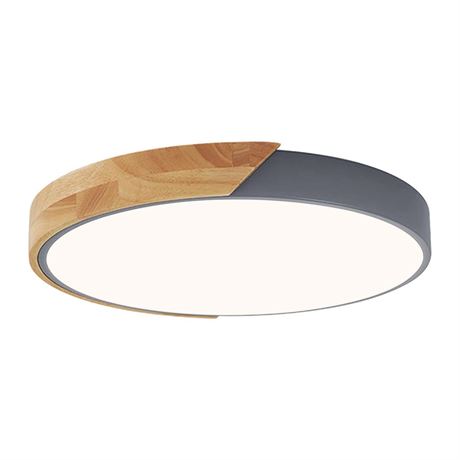 Vikaey Modern LED Ceiling Light, Minimalist Wood Flush Mount Ceiling Light