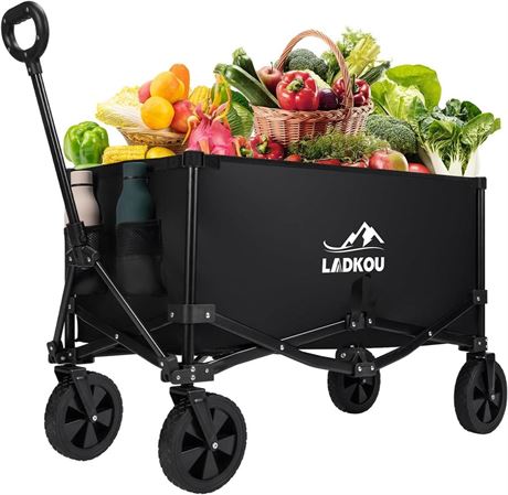 Collapsible Foldable Wagon, Portable Utility Grocery Wagon for Outdoor Camping