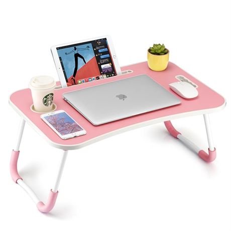 Foldable Laptop Table, Portable Lap Desk Bed Table Tray, Laptop Stand with Cup