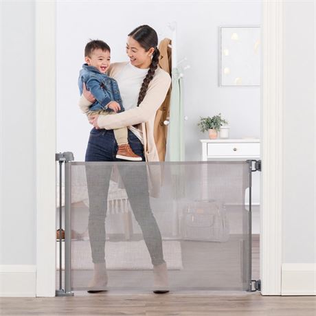 Regalo Retractable Baby Safety Gate, Fits Openings Up to 50" Wide, Wall-Mounted