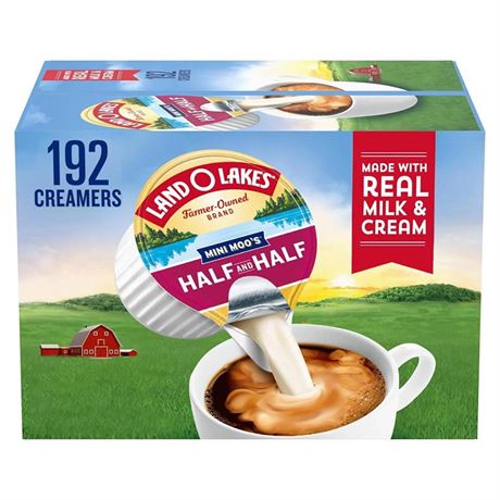 192 Count Land O Lakes Mini Moo’s Half & Half Creamer Singles Packets, 192 Count