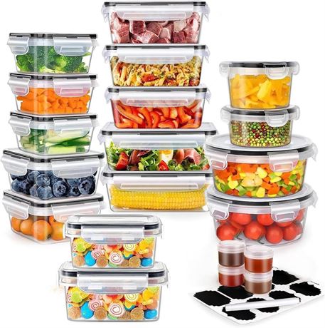 40 Pcs Food Storage Containers Set with Snap Lids（20 Lids+20 Containers）,