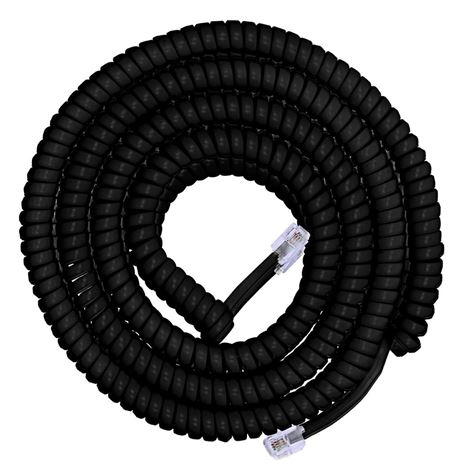 Power Gear Coiled Telephone Cord, 4 Feet Coiled, 25 Feet Uncoiled, Phone Cord