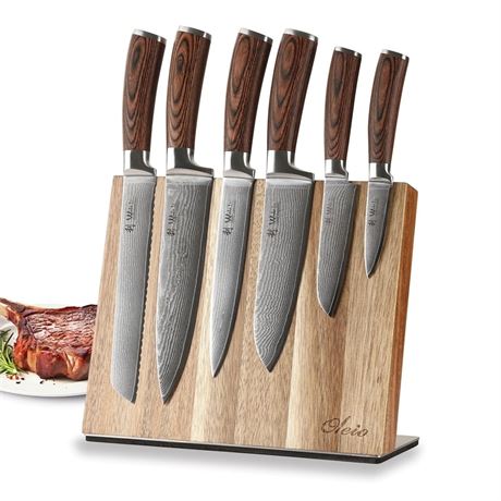 IKEANI EDIB 6-PieceKnife Block Set, VG10 Core 67-Layer Steel Kitchen Knives