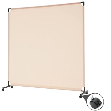 6FT Single Panel Rolling Room Divider, Partition Privacy Screens with Wheels,