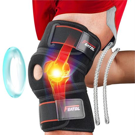 FEATOL Knee Brace For Knee Pain Relief, Adjustable Knee Support with Side