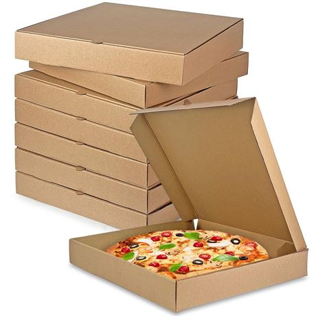 KEEPARTY 8PCS 14x14×2 Inch Kraft Pizza Box Corrugated Pizza Boxes Disposable