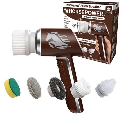 OFFSITE Horsepower Electric Power Scrubber, Waterproof, Spins 350 RPM, 5 Brush