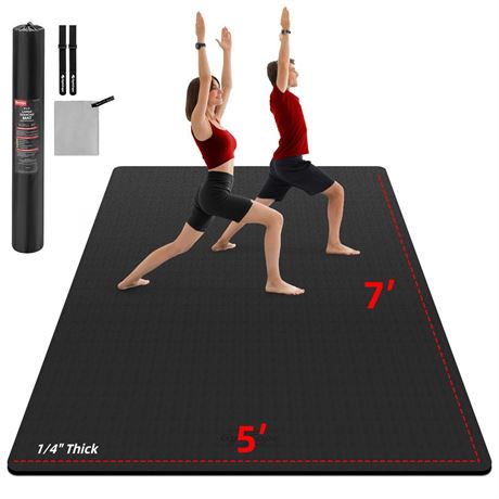 Extra Large Yoga Mat, 6'x2'/6'x4'/7'x5'/8'x5' Thick Home Gym Mats, Wide Work