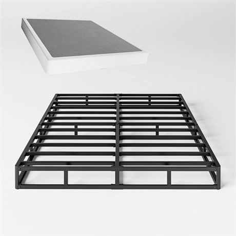 Full Box Spring 5 Inch High Profile Strong Metal Frame Mattress Foundation,