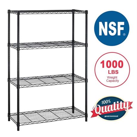 BestOffice 4 Shelf Wire Shelving Unit Garage NSF Wire Shelf Metal Storage
