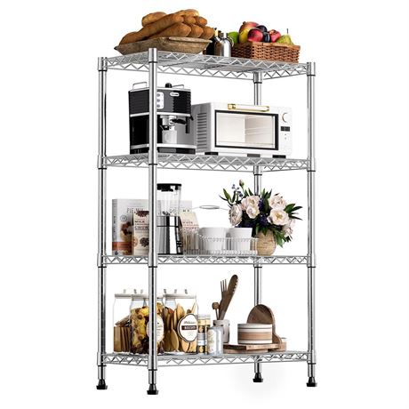 MZG Storage Shelving 4-Tier Utility Shelving Unit Steel Organizer Wire Rack for