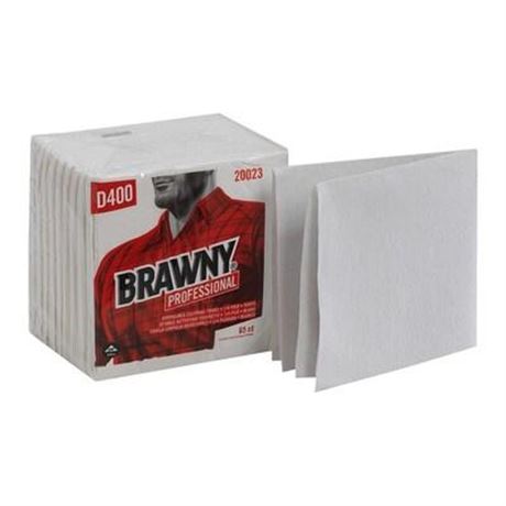 Brawny Professional D400 Durable Fibers Wipers, White, 65 Towels/Pack, 18