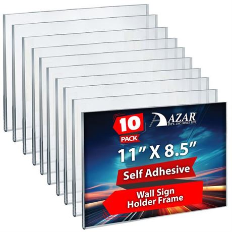 Self Adhesive Clear Acrylic Wall Sign Holder Frame 11" W x 8.5" H-