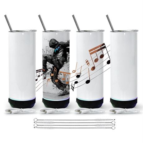 sweet grain Sublimation Speaker Tumblers 20 oz(4Pack) - Music Speaker Tumblers