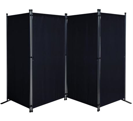 Room Divider 87" W x 65" H Black | 4-Panel Folding Privacy Screen | Portable