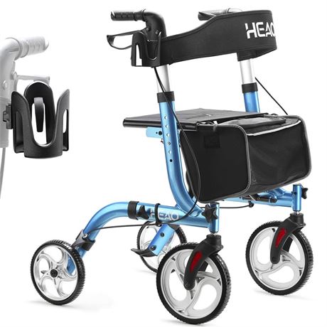 HEAO Rollator Walker for Seniors, Rolling Walkers with Cup Holder and 10"