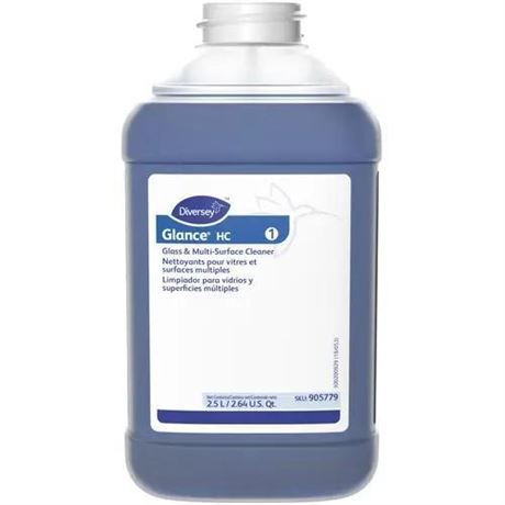 DIVERSEY 905779 Liquid Glass and All Purpose Cleaner, 2.5L, Blue, Unscented,