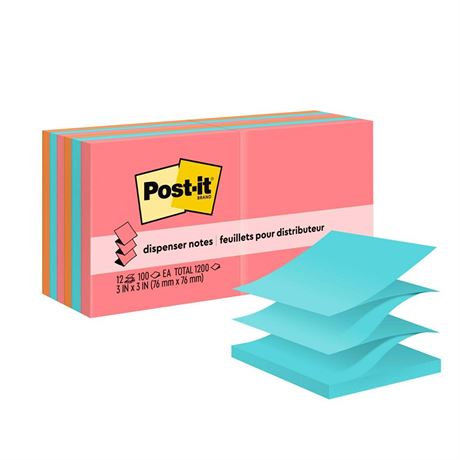 Post-it Pop-up Notes, 3x3 in, 12 Pads, America's #1 Favorite Sticky Notes,