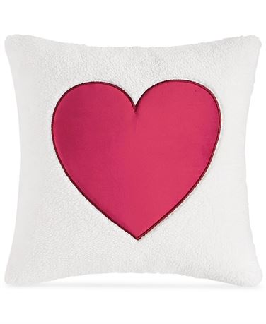 Charter Club Damask Designs Sherpa Heart Decorative Pillow, 18" X 18",, Created